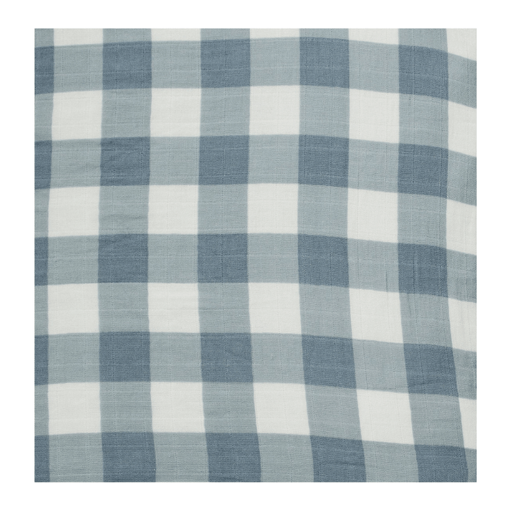 Dusty Blue Gingham Muslin Crib Sheet