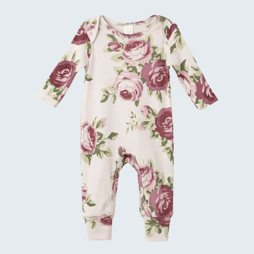 Cabbage Rose Cotton Romper