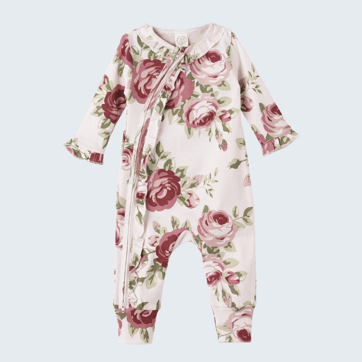 Cabbage Rose Zippered Romper
