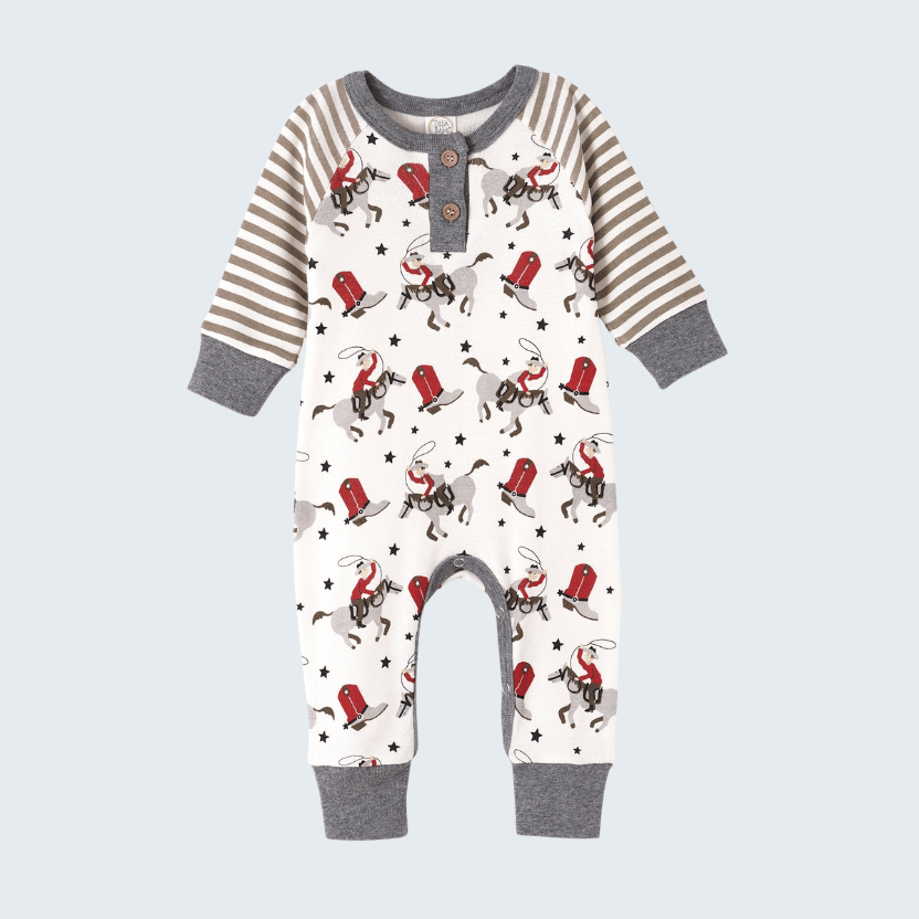 Cowboy Western Henley Bamboo Romper