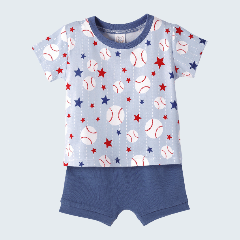 Grand Slam Baseball Bamboo Tee &amp; Cotton Shorts Set
