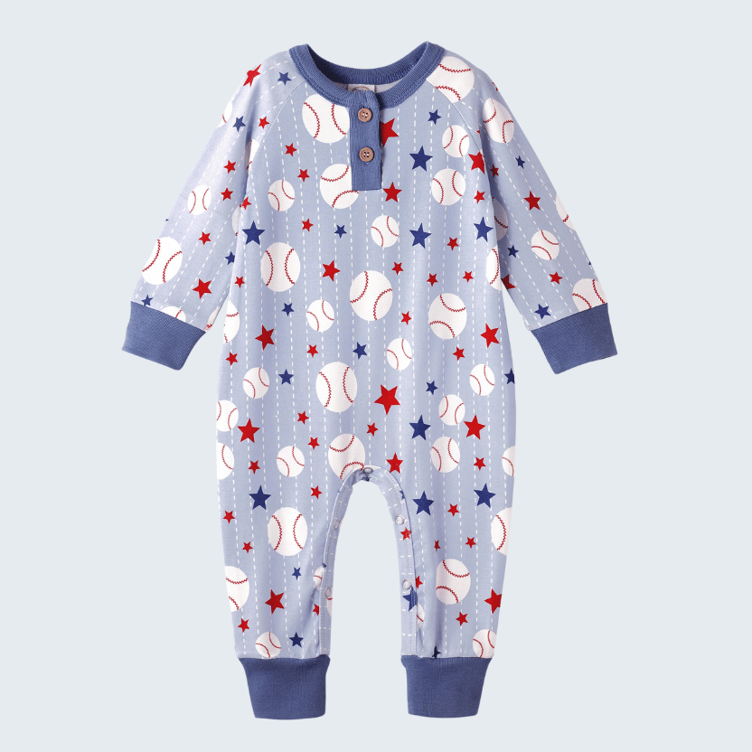 Grand Slam Bamboo Baseball Henley Romper