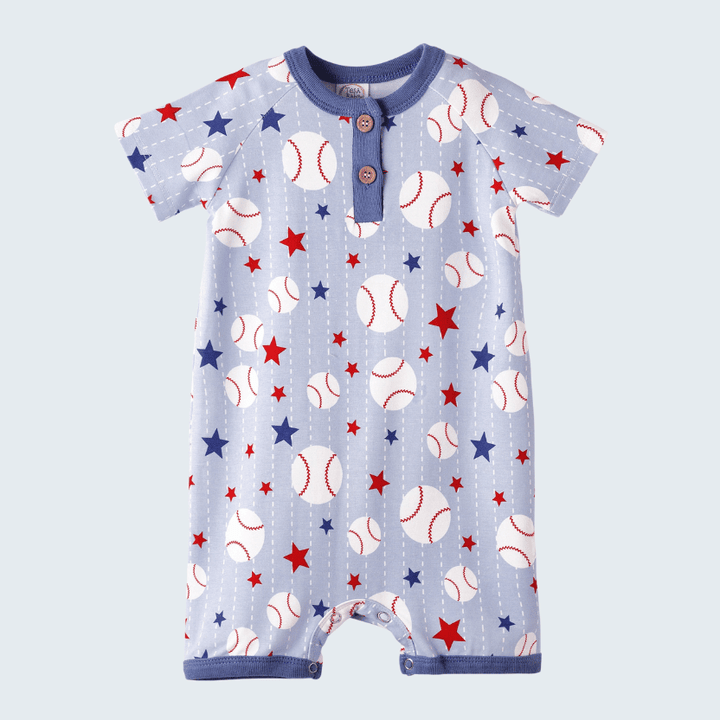 Grand Slam Baseball Bamboo Henley Shortall Romper