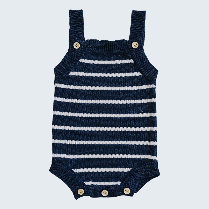 Nautical Stripe Knit Bubble Romper