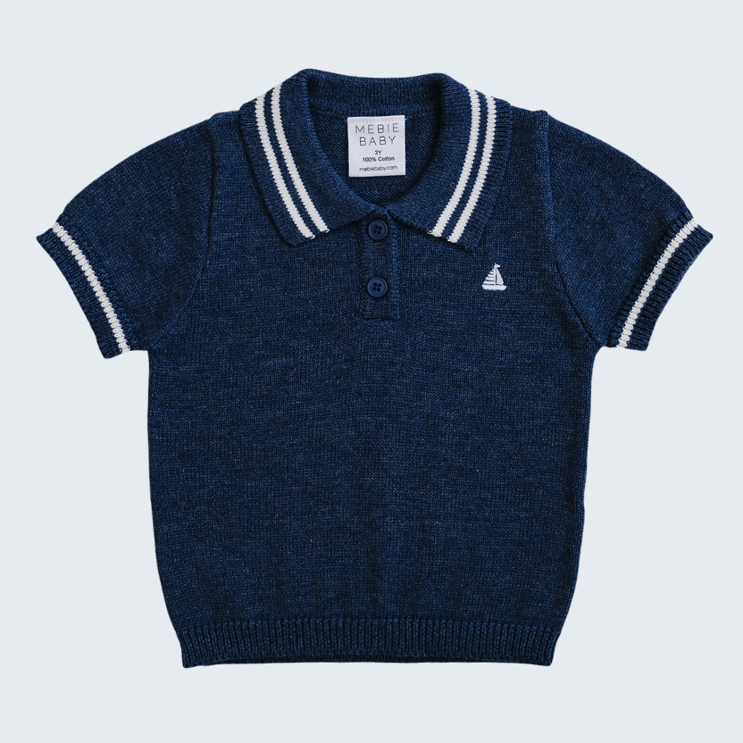 Collared Sailboat Knit Polo Shirt
