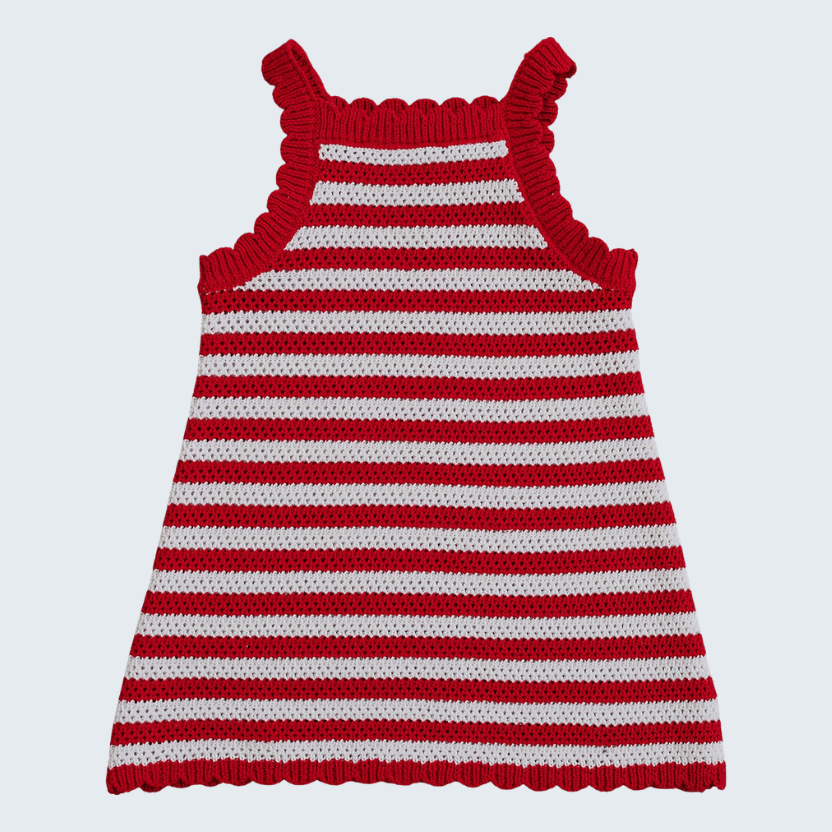 Red Stripe Knit Cover-Up Dress