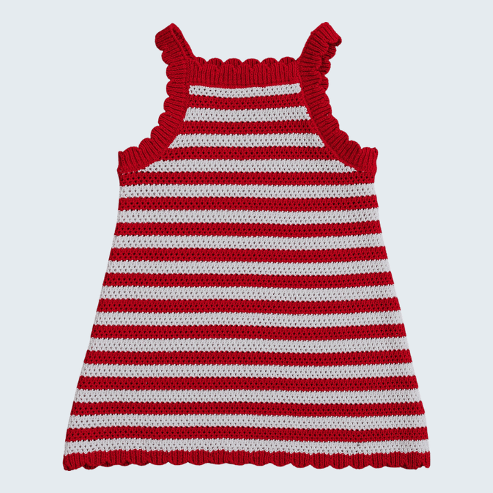 Red Stripe Knit Cover-Up Dress