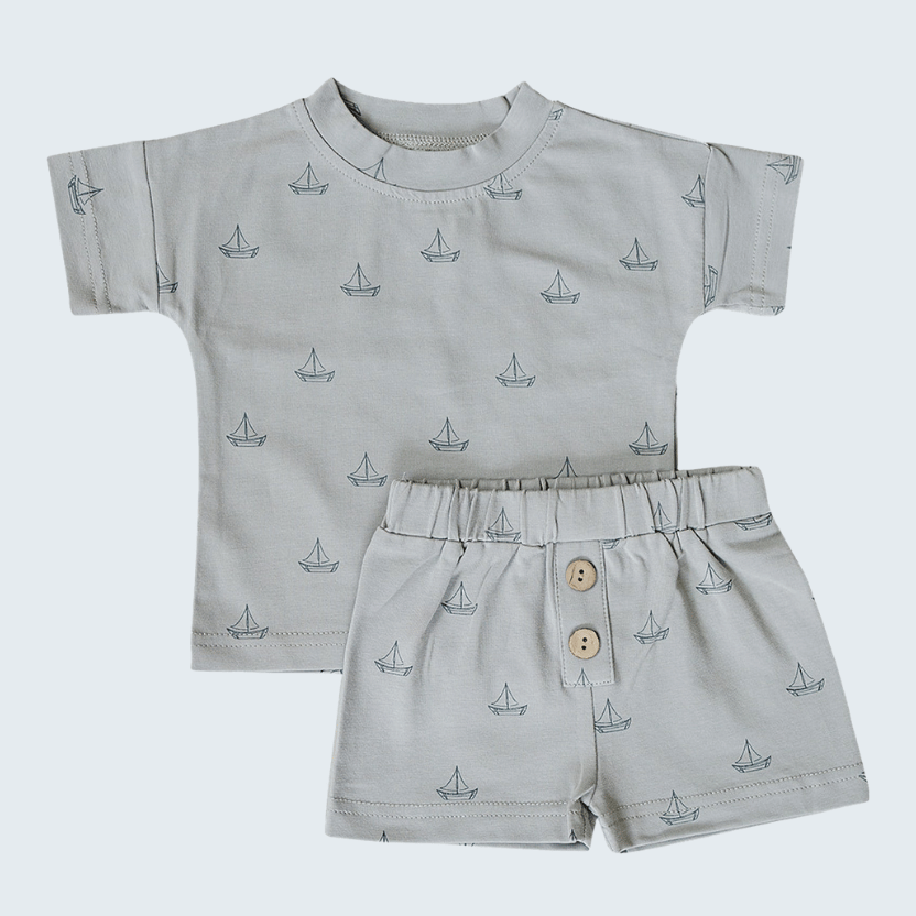 Sailboat Button Short Sleep Set