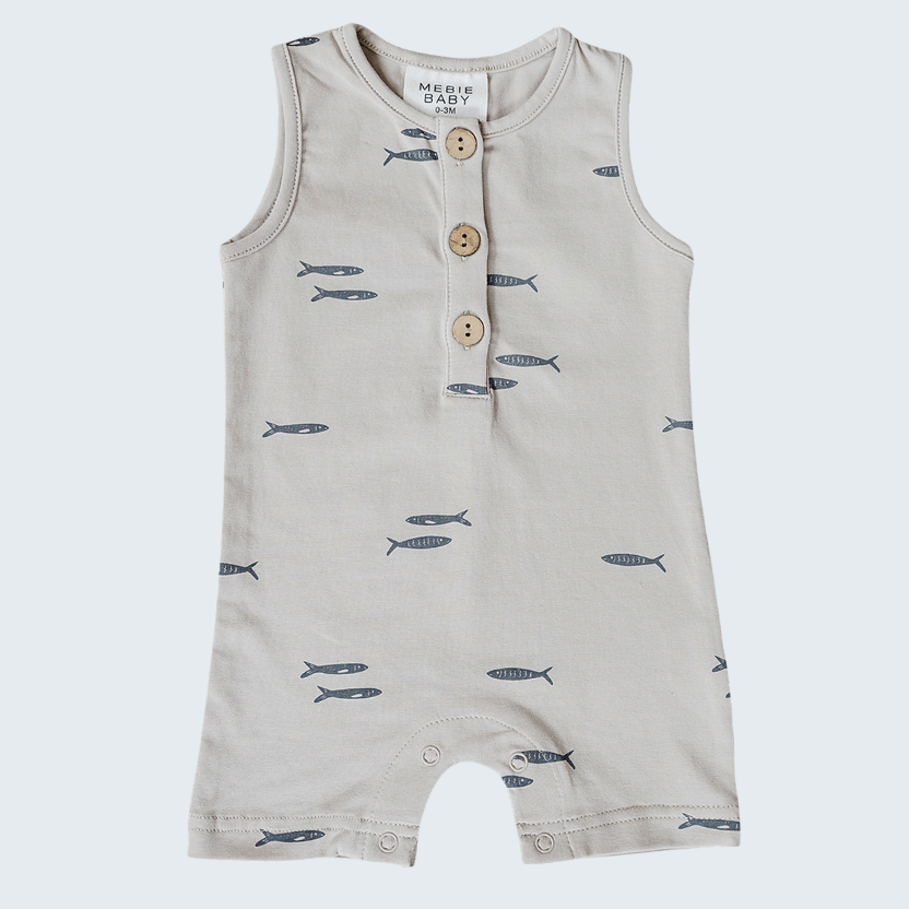 Fish Print Short Romper