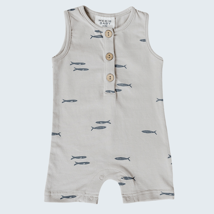 Fish Print Short Romper