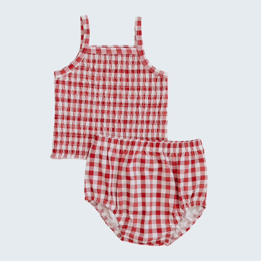 Gingham Ruched Bloomer Set