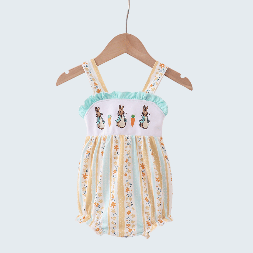 Floral Bunny Embroidered Ruffle Bubble