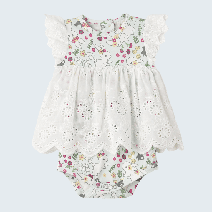 Bunny Garden Eyelet Skirted Bodysuit