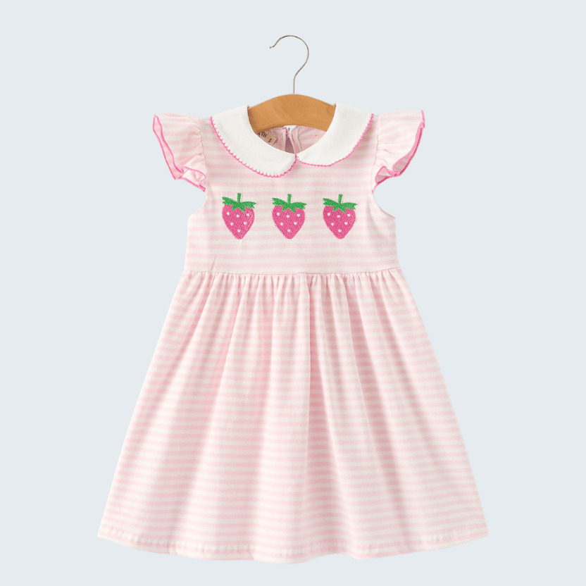 Strawberry Ruffle Dress with Peter Pan Collar