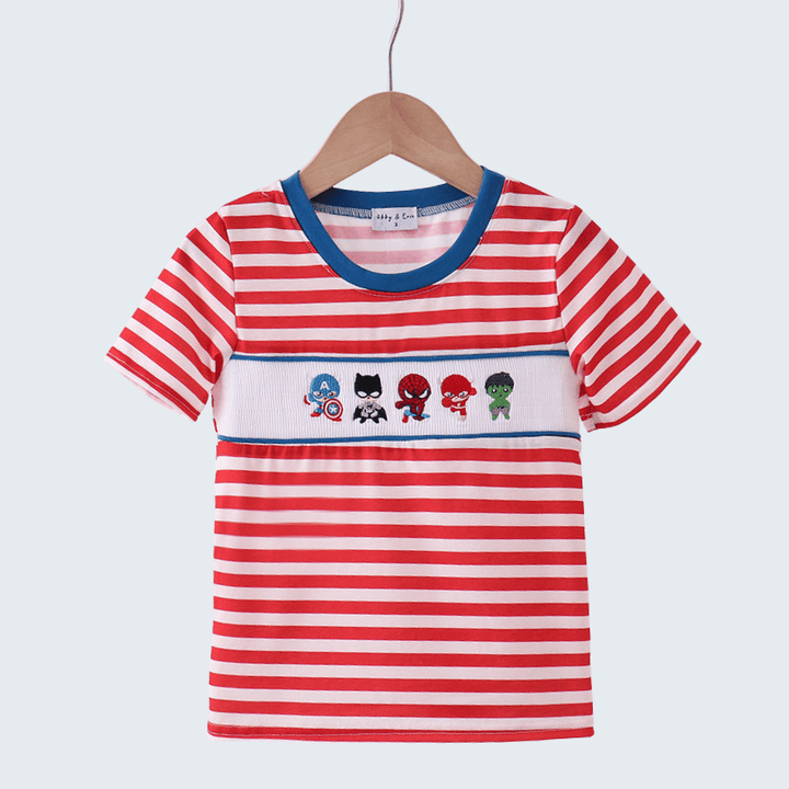 Red Stripe Character Smocked Top