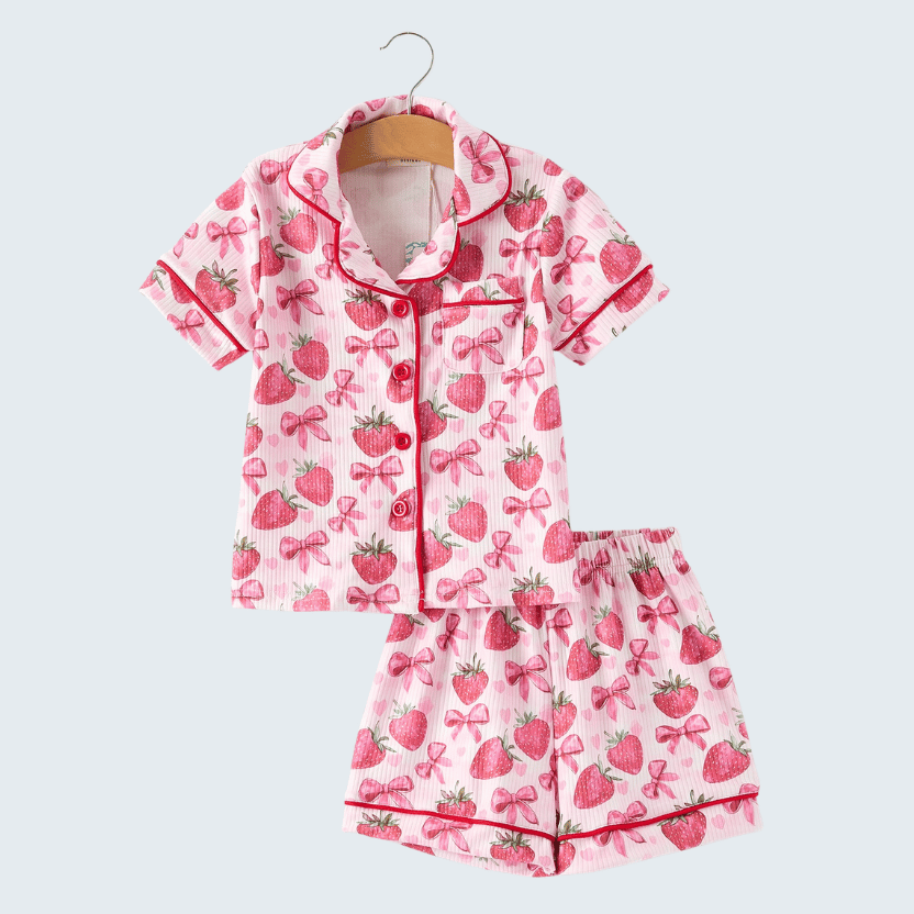 Strawberry Bow Pajama Set