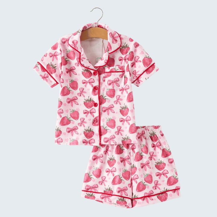Strawberry Bow Pajama Set