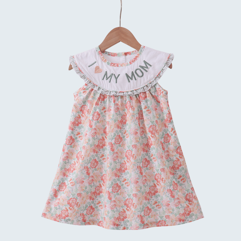 Floral I love My Mom Embroidered Dress
