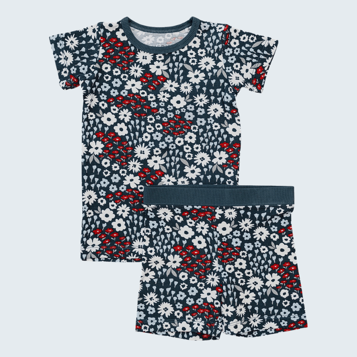 Americana Floral Ribbed Bamboo Cozy Short Set