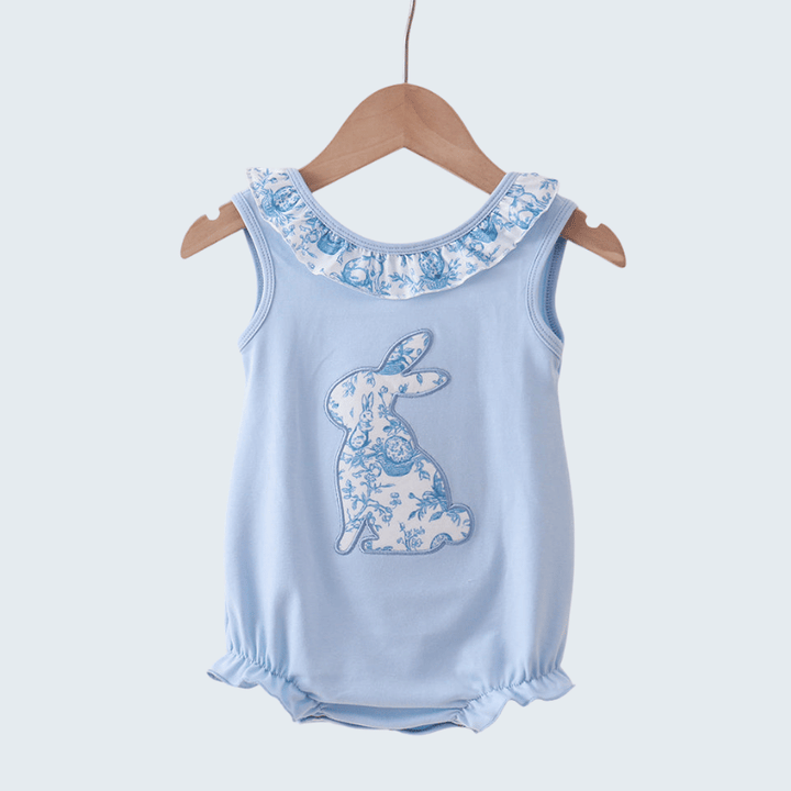 Blue Bunny Applique Ruffle Bubble
