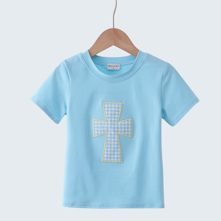 Blue Cross Applique Top