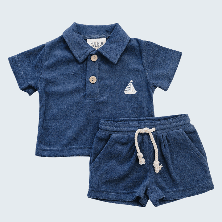Navy Terry Cloth Shorts Set