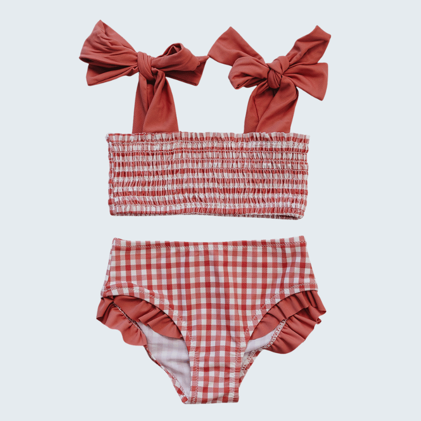 Gingham Ruched Bikini Set