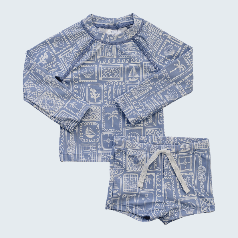 Blue Beach Long Sleeve Swim Set