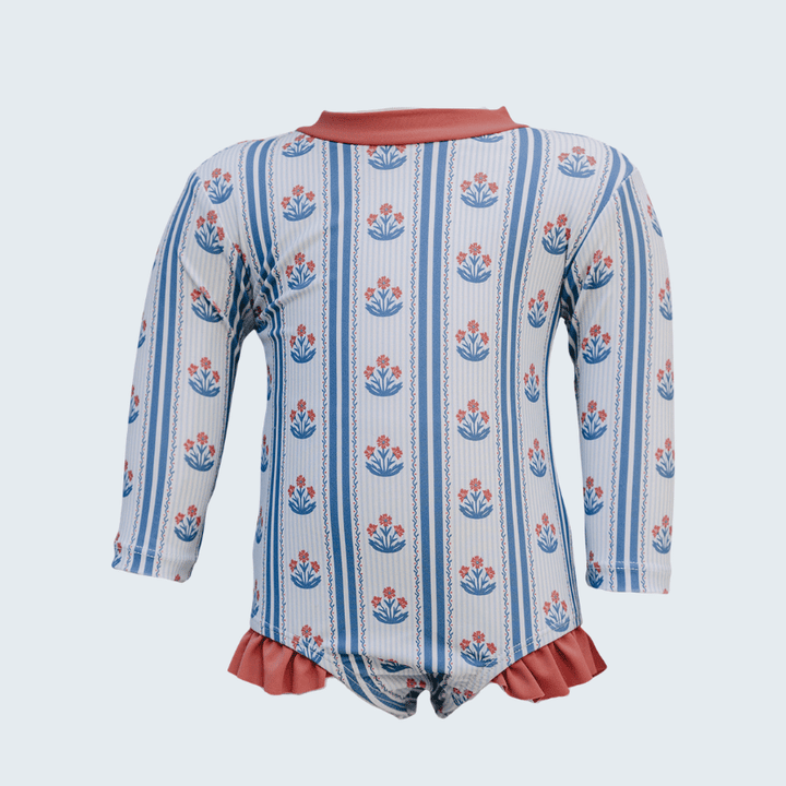 Block Print Floral One Piece Swimsuit