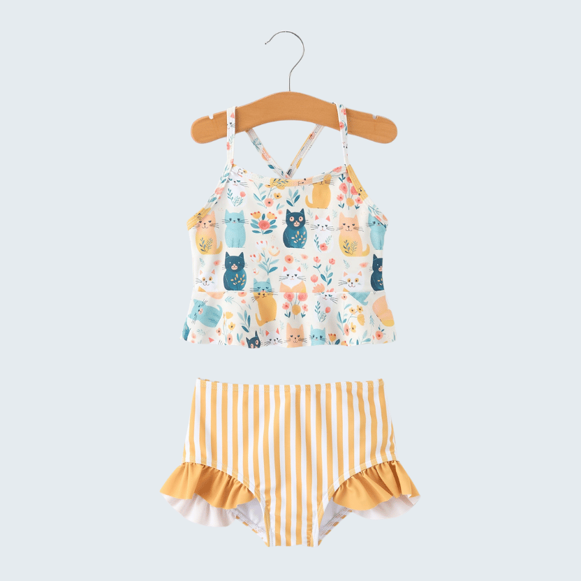 Cat Print Two Piece Swimsuit