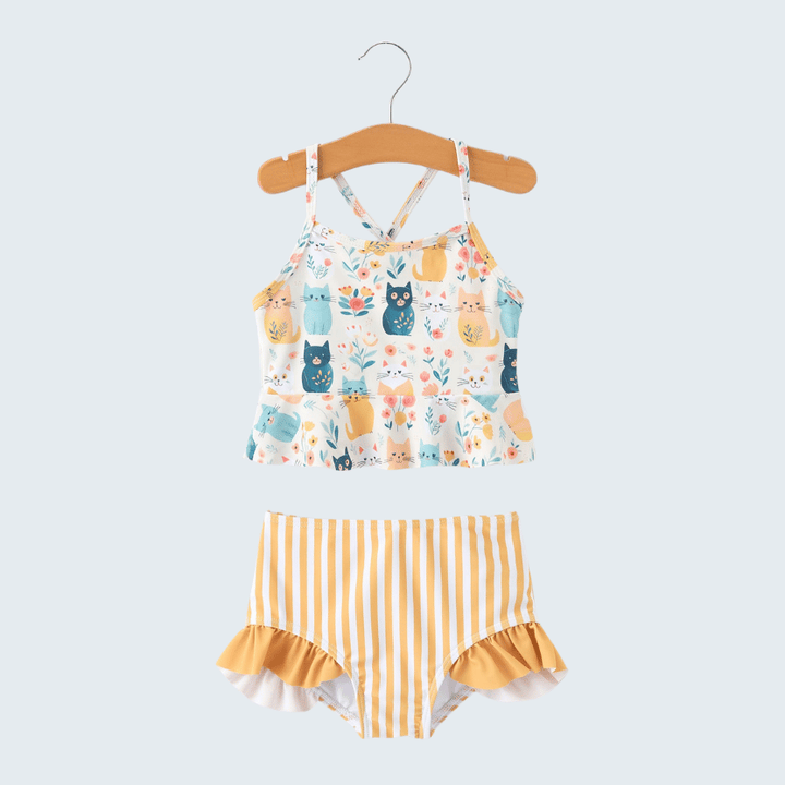 Cat Print Two Piece Swimsuit