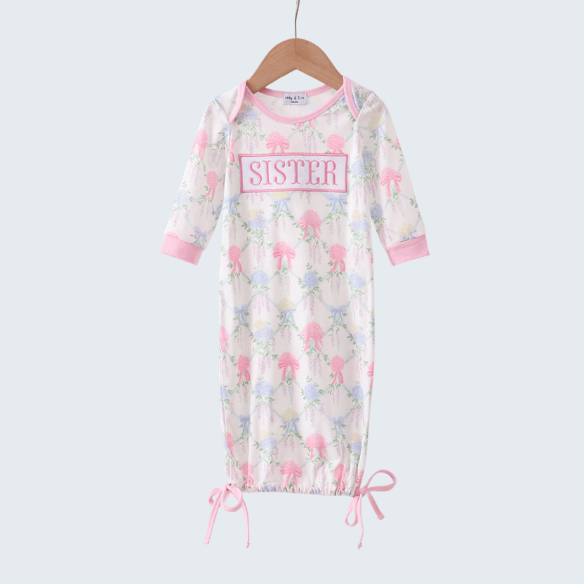 Floral Print Sister Embroidered Gown