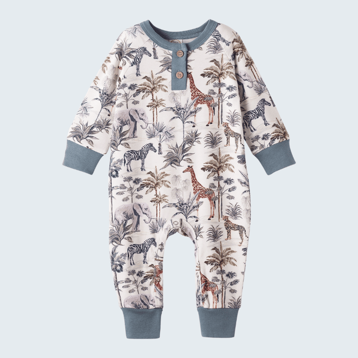 Jungle Safari Bamboo Boys Henley Romper