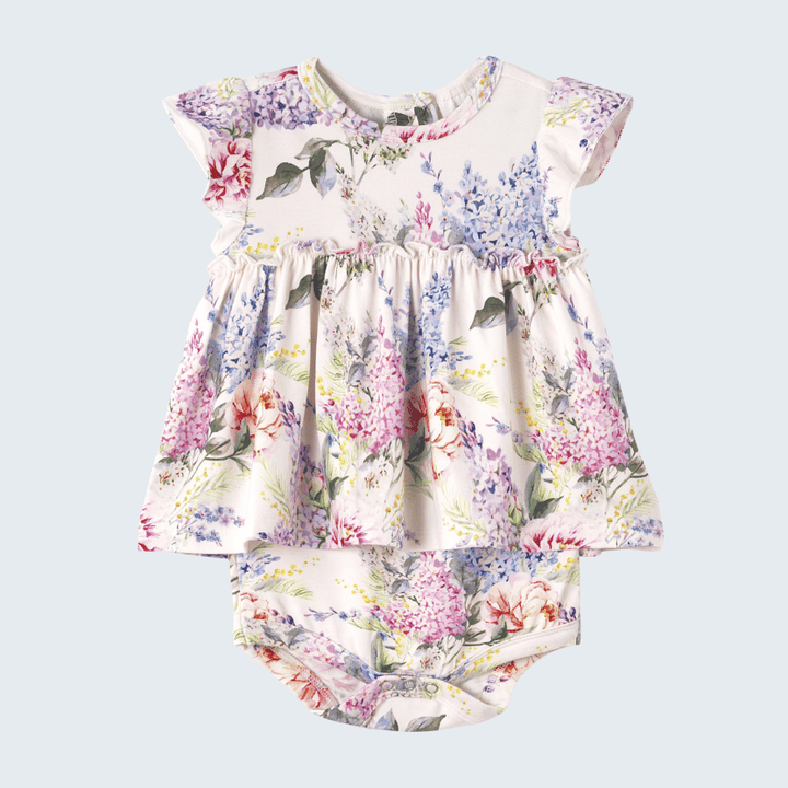 Watercolor Floral Bamboo Skirted Bodysuit