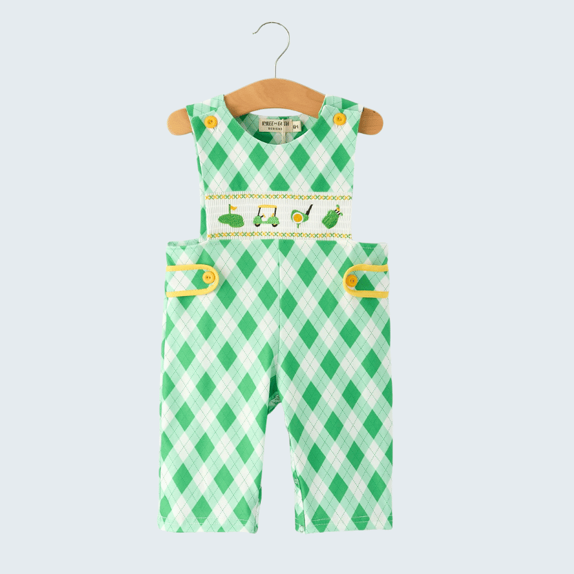 Golf Embroidered Smocked Romper