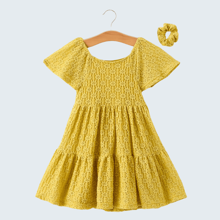 Lace Tiered Dress With Scrunchie