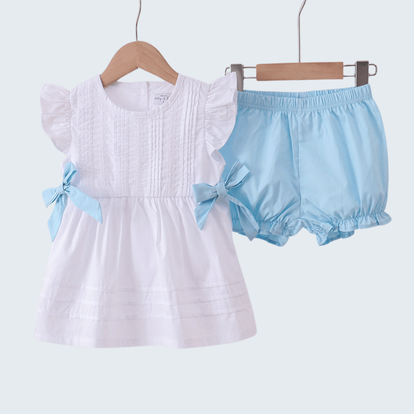Blue Bow Ruffle Bloomer Set