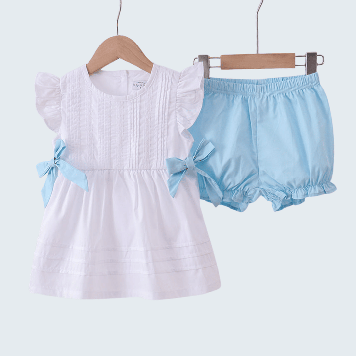 Blue Bow Ruffle Bloomer Set