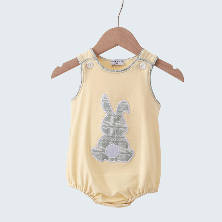 Yellow Plaid Bunny Applique Bubble