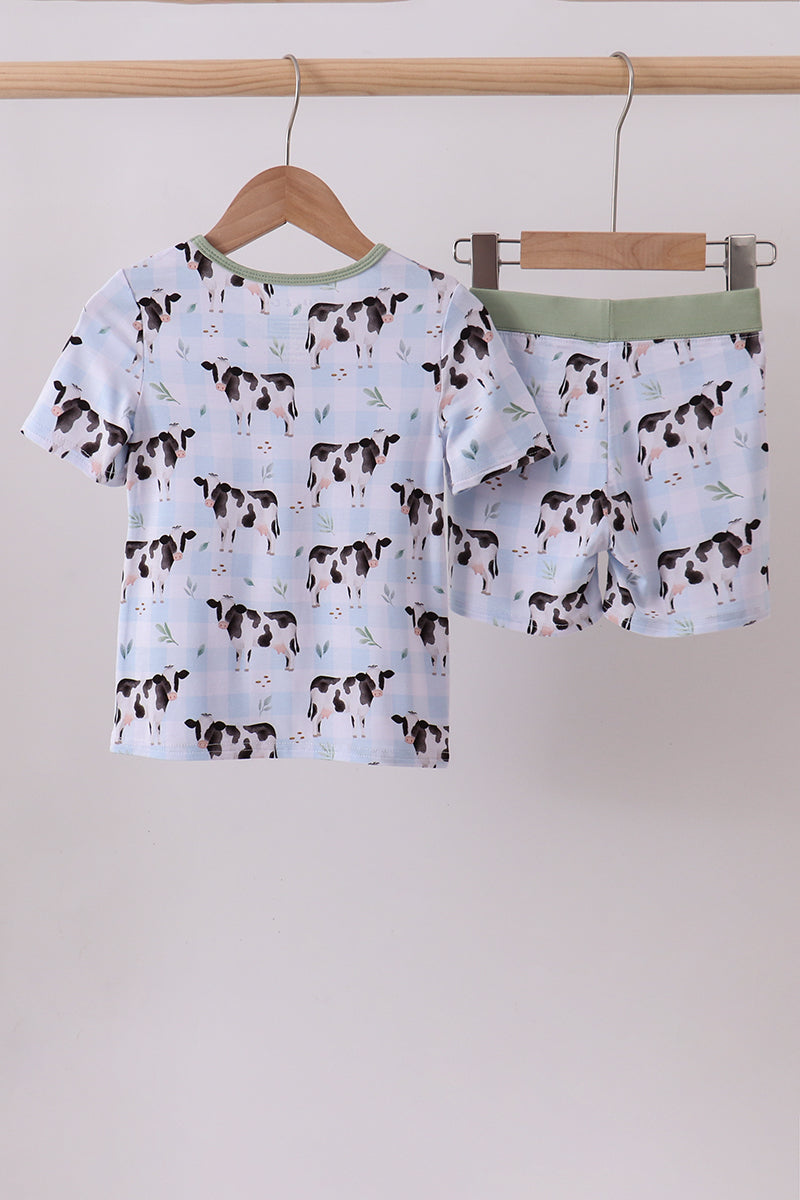 Cow Print Bamboo Gingham Pajamas