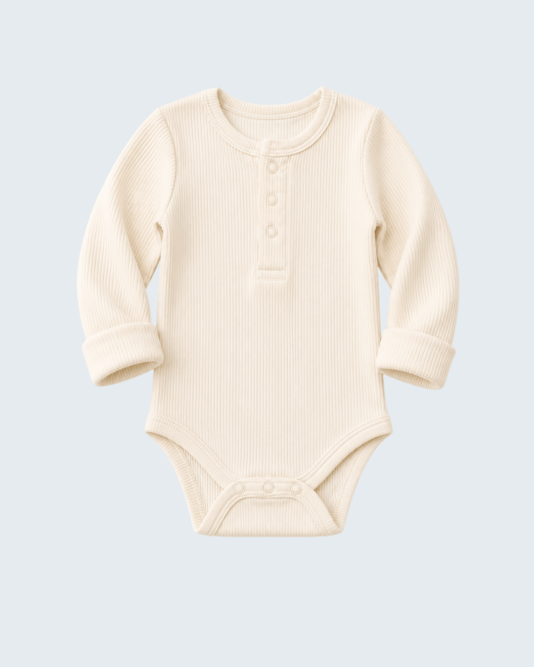 Cream Bamboo Ribbed Bodysuit on light grey background