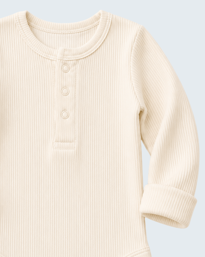 Cream Long Sleeve Bamboo Ribbed Bodysuit