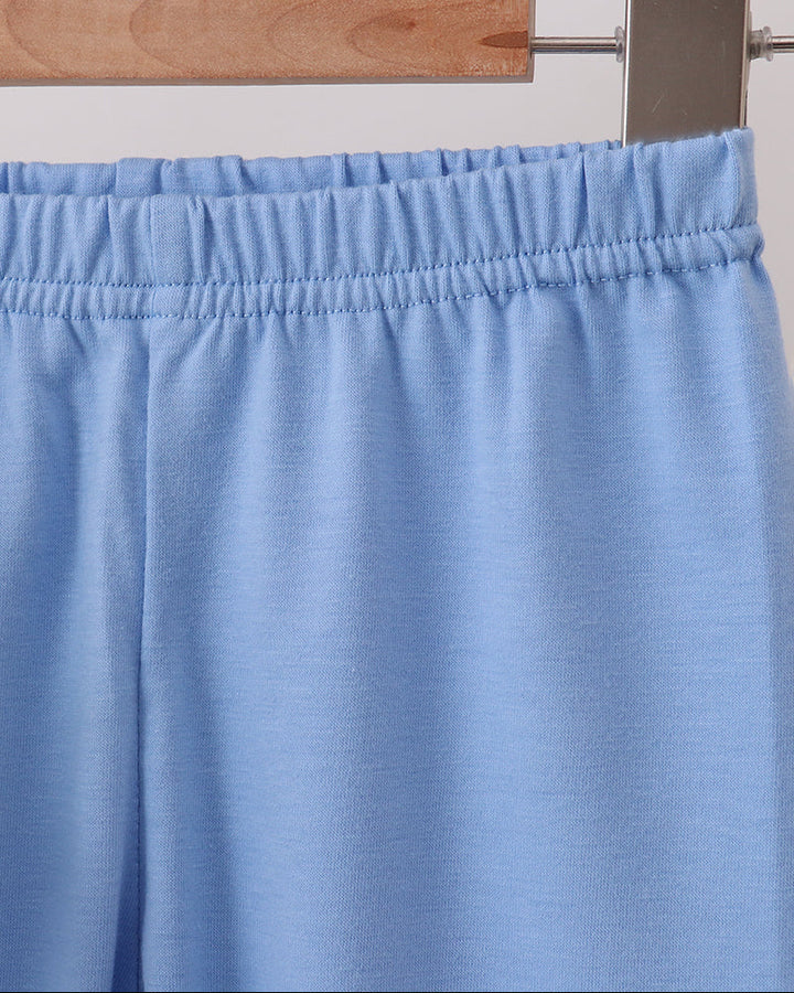 Light blue smocked waistband pants with elastic waist
