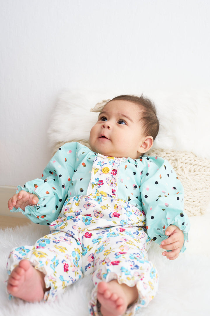 Platinum Mint Floral Print Romper