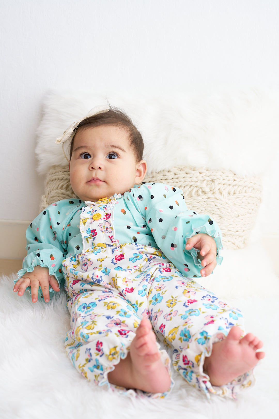 Platinum Mint Floral Print Romper