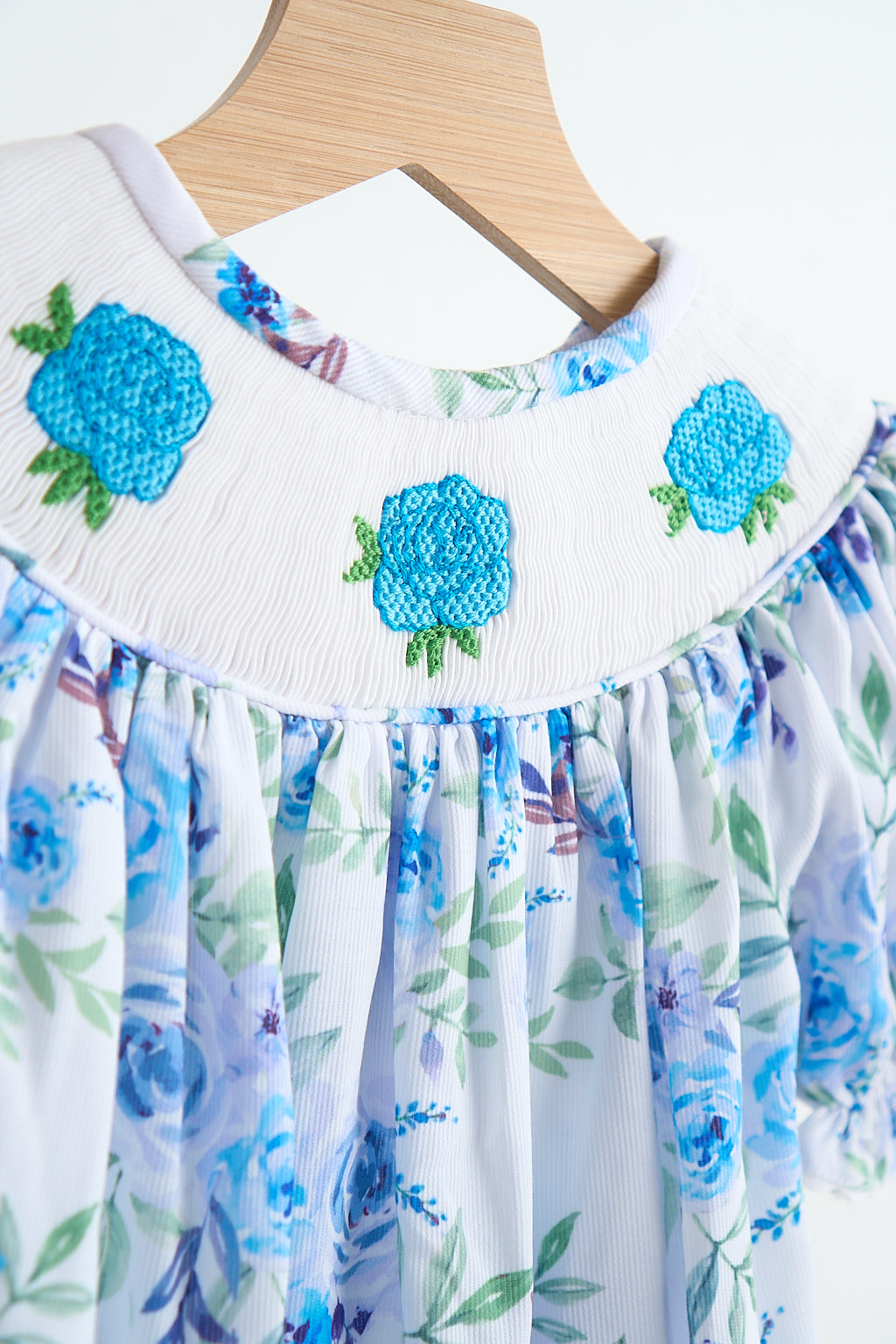 Blue Rose Hand Smocked Romper