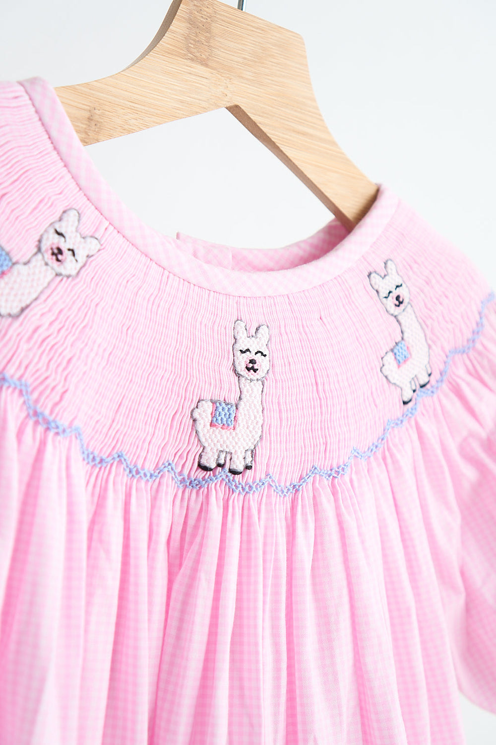 Pink Hand Smocked Gingham Dress