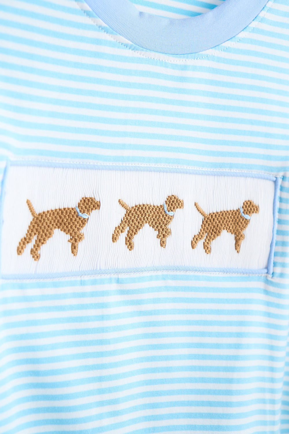 Blue Puppy Hand Smocked Stripe Top