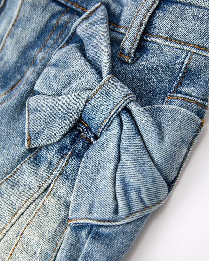 Girls denim skirt with bow details