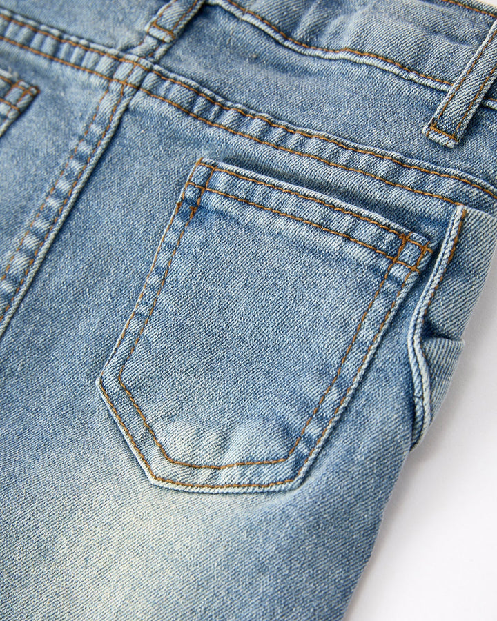 Girls denim skirt with back pockets